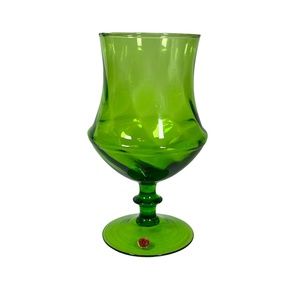 Vintage Empoli Italian Swirl Optic Green Glass Vase